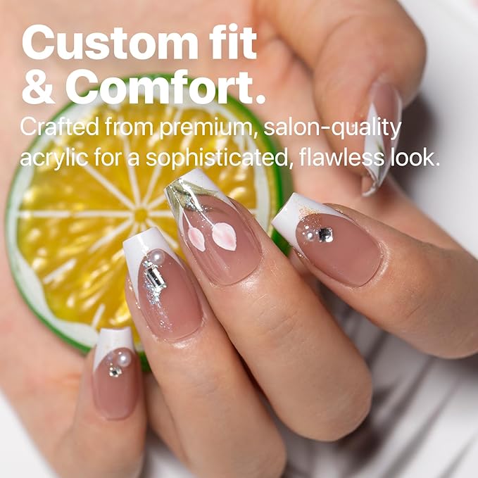 SXC Cosmetics French Tip Press On Nails Brown Short Coffin 160 Pieces in 16 Sizes Ultra Fit with Pre-applied Tip Primer and Base Coat, No Need to File Fake Nails for Nail Art DIY X-Pro Tips