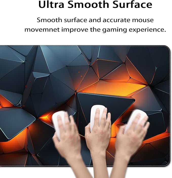 35.4 x 15.7 in, XXL Large Mouse Pad for Desk, Extended Keyboard Mouse Mat for Computer Office, Big Mouse pad with Stitched Edges, Gaming Pc-Abstract Lines on a Black