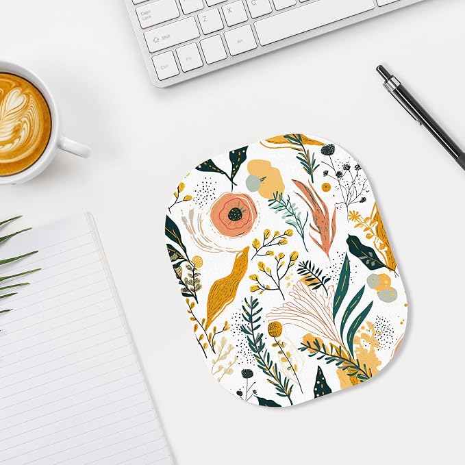 Small Mouse Pad, 6 x 7 Inch, Oval Mini Mouse Pad with Non-Slip Rubber Base for Laptop Wireless Mouse Keyboard Tray Mousepad, Pictorial Motifs