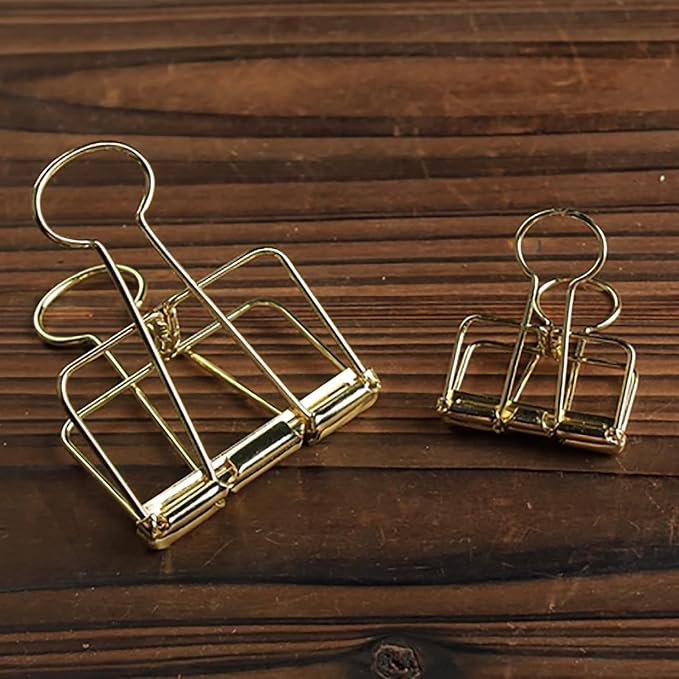 4Pcs 51mm Gold Hollow Out Long Tail Wire Binder Clips Paper Binder Clip Large, Small in Size and Light in Weight, Office Products Tape, Adhesives and Fasteners, Binder and Paper Clips