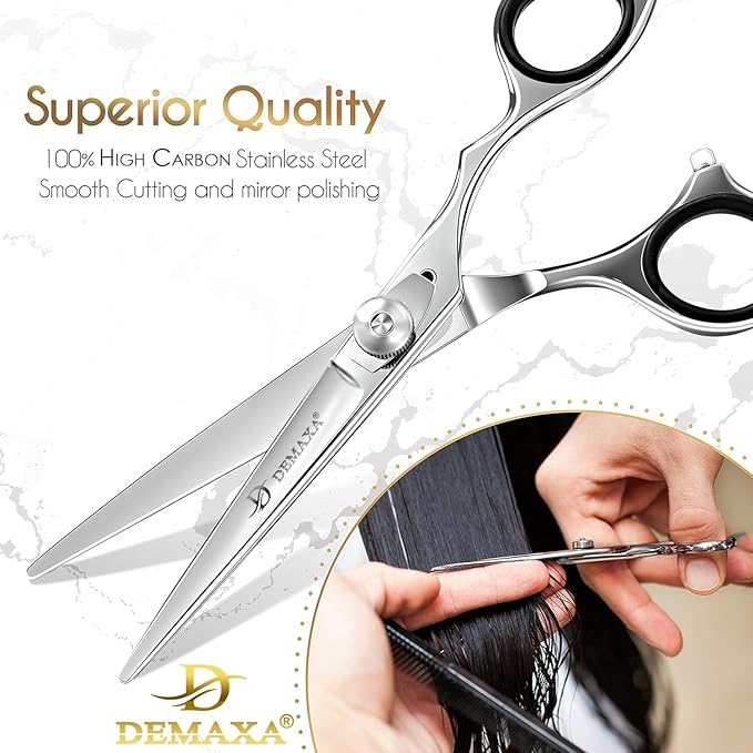 6.5" Premium Hair Scissors Professionally Sharp Barber Shears - High Carbon Steel Hair Cutting Scissors with Smooth Sharp Edge Blades - Hair Trimming Shears for women Salon & Personal Use