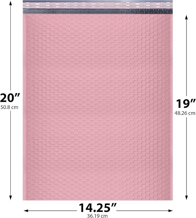 Light Pink Bubble Mailers 14.25x20 Poly Padded Envelopes #7 100 Pack | Holds Clothing & Bulk Items, Self-Seal Closure, Cushioned Protection, Water-Resistant Poly, Bulk Pack