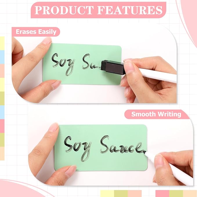 Relaxweex Magnetic Dry Erase Labels, 4''x 2'' Colorful Name Tags Magnetic Blank Cards Flexible Reusable Macarons Label Stickers for Whiteboards, Home, Office, Classroom (32 Pack)