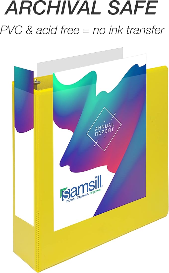 Samsill Durable 2 inch 3 Ring Binder, D Ring Binder, 100% Recycled Chipboard, Yellow