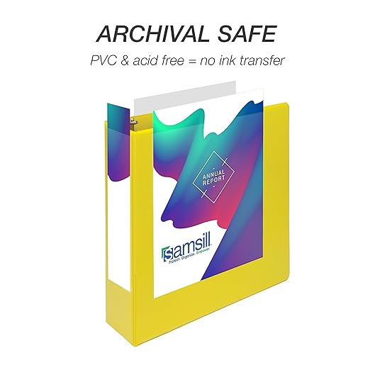Samsill Durable 2 inch 3 Ring Binder, D Ring Binder, 100% Recycled Chipboard, Yellow