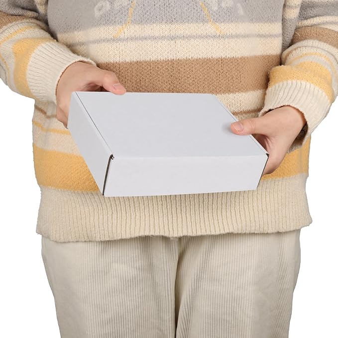 PHAREGE 50 Pack 8x6x2 inch Small Shipping Boxes, White Mailing Boxes | Tuck Top, Quick Fold, Easy Assemble, Shape Well, Single Corrugated, DIY Cardboard, DVD, Phone, Book, Business Packaging