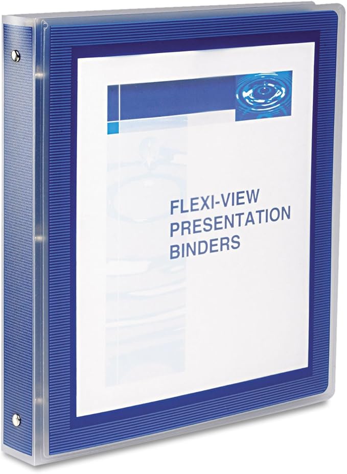 Avery Flexi-View 3 Ring Binder, 1 Inch Round Rings, 1 Navy Blue Binder (17685)