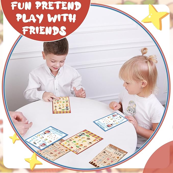 Kids Pretend Play Notepads 4X6 In Pretend Play Notebooks Playtime Notepads Variety Role Play Game Accessories Pages Each for Kids Toddlers 3-5(3,Colored)