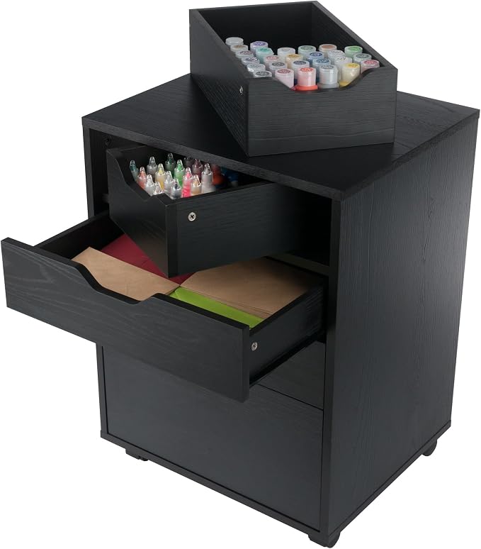 Winsome Halifax Mobile Storage Cabinet with 5 Drawers, Black | Stylish & Functional Home Storage Cabinet for Filing, Kitchen Organization, Moveable Furniture for Office, Dorms, Apartments