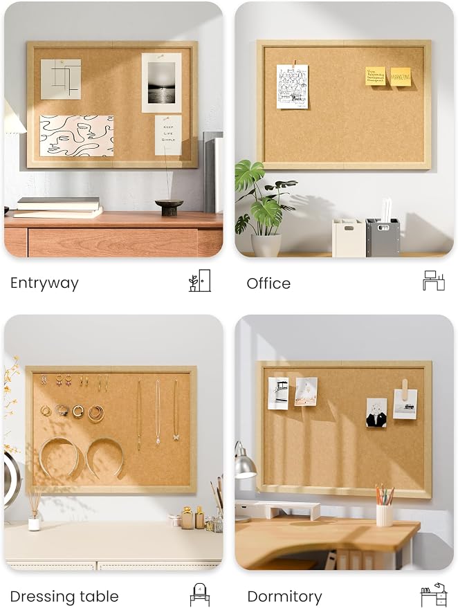 Fluxynara 23.6" x 17.1" Felt Frame Bulletin Board, Sunset Yellow | Cork Board Alternative with 12 Removable Adhesive Tabs, Foldable Pin Board for Wall, Home, Office, Classroom & Dorm