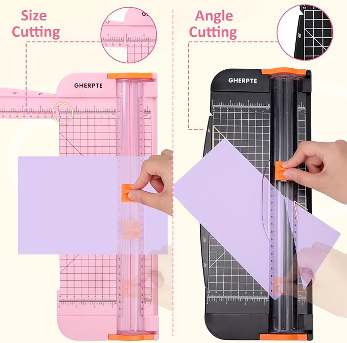 2 Set A4 Paper Cutter 12 Inch Titanium Paper Trimmer Scrapbooking Tool with 2pcs Replacement Blades with Automatic Safety Guard and Side Ruler for Craft Paper,Cardstock,Photo,Coupon, Label