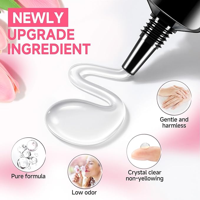 UNA GELLA Lamp-Free Semi Solid Nail Glue for Press Ons: 10ml and Soak Off Gel Nail Glue Remover for False Acrylic Nails 12ml, Super Strong G lue Quick Removal Kit