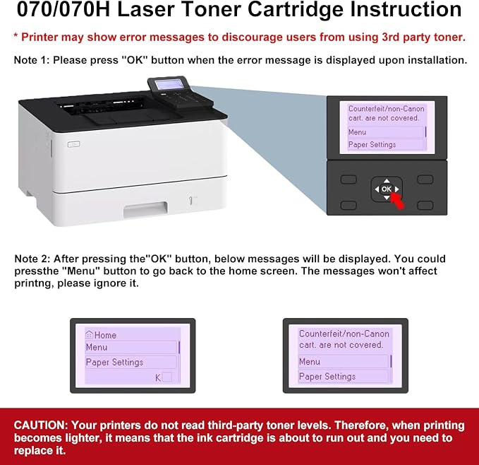 070 Toner Cartridge Compatible for Canon 070 Toner Cartridge Compatible for Canon imageCLASS MF465dw MF462dw LBP246dw LBP247dw Printer (2 Pack)