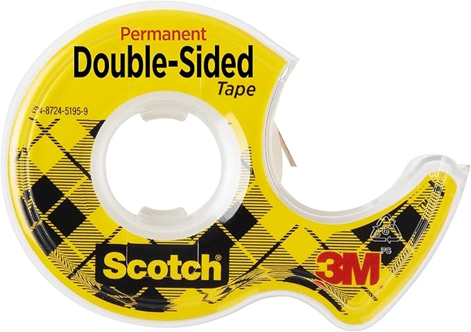 Scotch Double Sided Tape with Tape Dispenser, Office and School Supplies for Arts and Crafts, Alternative to Scrapbooking Glue, 0.5 in. x 250 in., 1 Roll with Dispenser