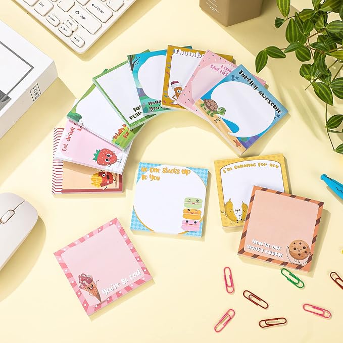 Geyee 12 Pcs Fun Inspirational Sticky Notes 3x3 Inch Notepads,Cute Style | Motivational Cute Notepads for Teachers Nurses Coworkers, Positive Appreciation Quotes, Funny Studying Supplies Gifts