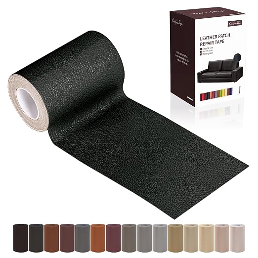 Leather Repair Patch Tape, Gloss Black 3 x 61 Inches Self Adhesive Leather Repair Kit for Furniture, Car Seat,Vinyl Leather Repair Kit for Office Chairs, Couch, Sofa, Luggage