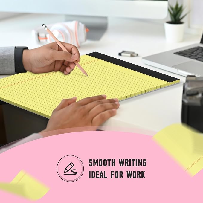 8.5x11 Legal Pads Colored Legal Pads Wide Ruled, 12 Pack Note Pads 8.5 x 11 | Notepads 8.5 x 11 Multicolor Perforated Note Pad with Sturdy White Back, Writing Pad,30 Sheets/Notepad for School,Home,Office