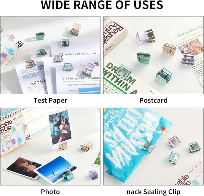 Push Paper & Binder Clips, 40 Pack 50 Sheet Heavy Duty No Damage | Reusable medium clamps with mark-free design. Ideal for office, school, home organization and daily paperwork sorting.
