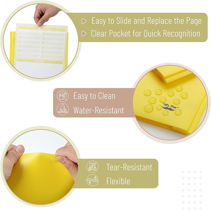 Mr. Pen- Plastic Folders with Pockets and Prongs, 24 Pack, Letter Size, Yellow, Flexible Plastic Folders with Prongs, Clear Front Pocket and Card Slot