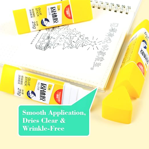 Smilo Triangle Glue Sticks, No-Roll Precision Tip 25g 3-Pack for School | Safe, Washable, Non-Toxic, Acid-Free,Smooth & Wrinkle-Free,Reaches Corners & Edges,For Crafts, School, Office, DIY