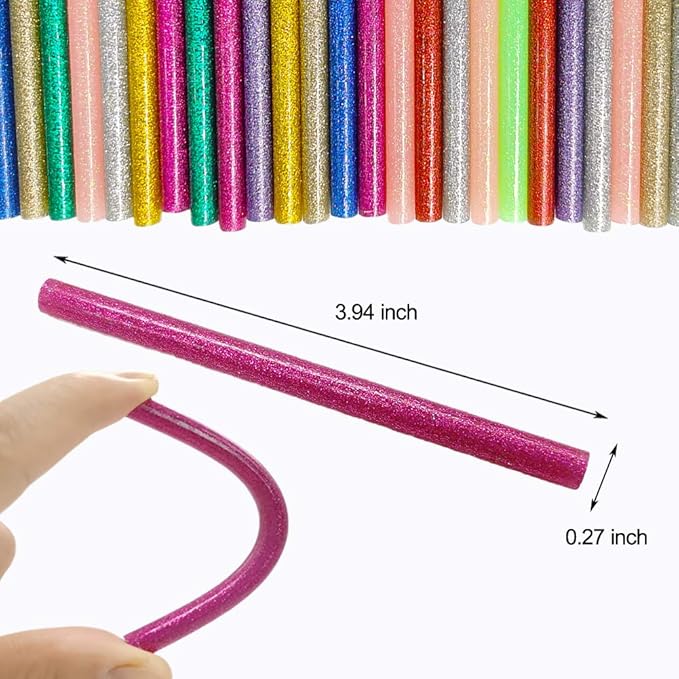 Color Hot Glue Sticks for Hot Glue Gun 50PCS Colored Hot Glue Gun Sticks 10 Colors Colorful Hot Glue Sticks (7mm/10colors，Glitter 50PCS)