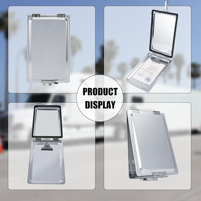 Truck and Trailer Aluminum Manifest Holder Waterproof Box with Stainless Steel Hinges and Latch, Document Holder Kit (4)
