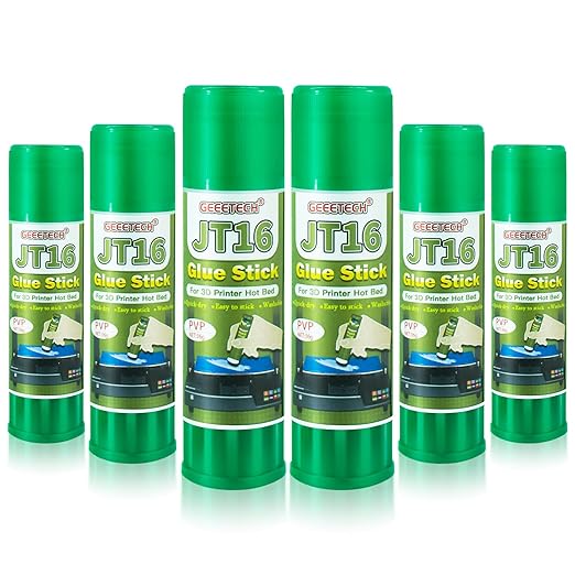 3D Printer Glue Sticks 6-Pack, 1.27oz Each, Strong First Layer Adhesion, Prevents Warping & Shifting, Fits Glass, PEI Sheet, Aluminum Build Plate, Fits PETG, PLA, TPU, ABS Filaments, Easy to Clean