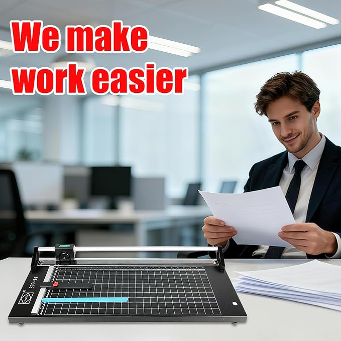 24 Inch Manual Precision Rotary Paper Trimmer,with Measurement Grids,Cutter for Cutting Various Types of Photo Paper, Thin Plastic Soft Board, PVC,Cutting Table,Professional Rolling Trimmer