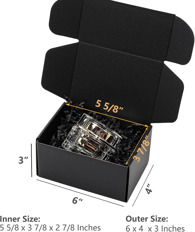 Timirog 6x4x3 Inches Small Black Shipping Boxes 25 Pack - Corrugated Cardboard Mailing Box for Small Business, Tab Locking Literature Mailer for Packing Jewelry Ornament Gift Craft Packaging Supplier | Mailing Box for Small Business, Tab Locking Litera...