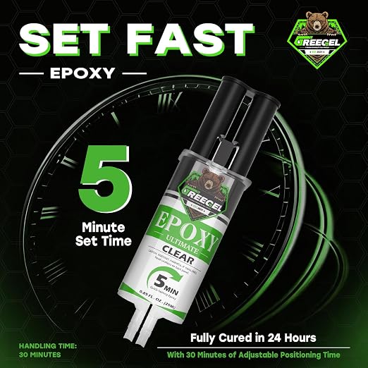 2 Part Clear Epoxy Glue 5 Minute Set Adhesive, 0.85 oz Syringe | Fast-Setting 2-Part Strong Epoxy Adhesive, Clear Ultra Strong Epoxy Resin Glue for Plastic, Metal, Glass, Ceramic