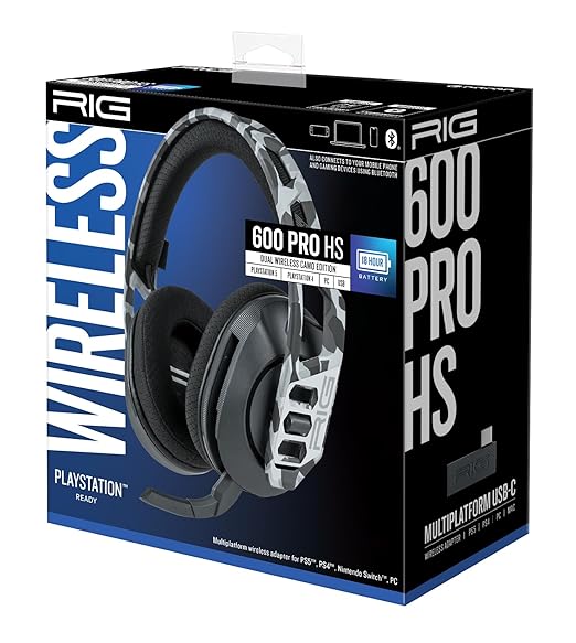 RIG 600 PRO HS Dual Wireless Multiplatform Gaming Headset with 2.4GHz/Bluetooth for PlayStation PS4, PS5, Nintendo Switch, Switch 2, PC, USB, Steam Deck, Android, iPhone - Arctic Camo
