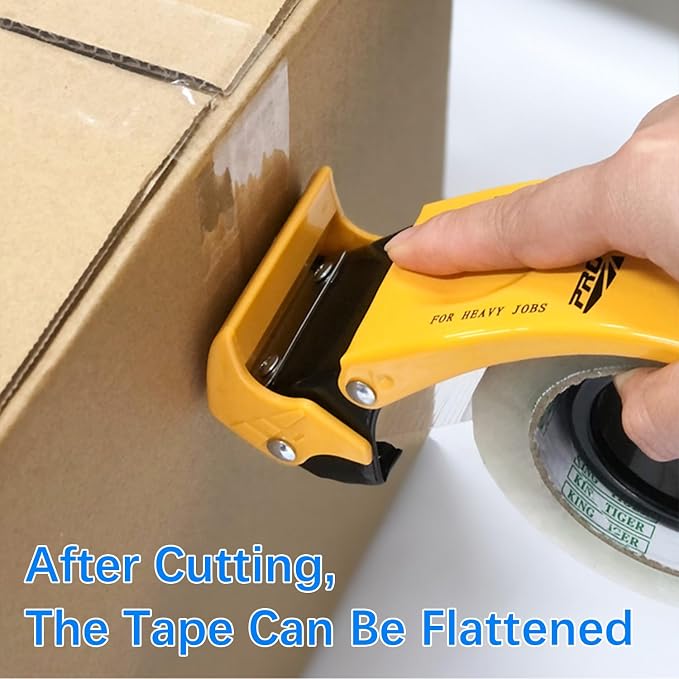 Packing Tape Dispenser Gun 2-Inch, 2 Pack Metal Tape Gun with Safety Protection, 3-Inch Inner Paper Core