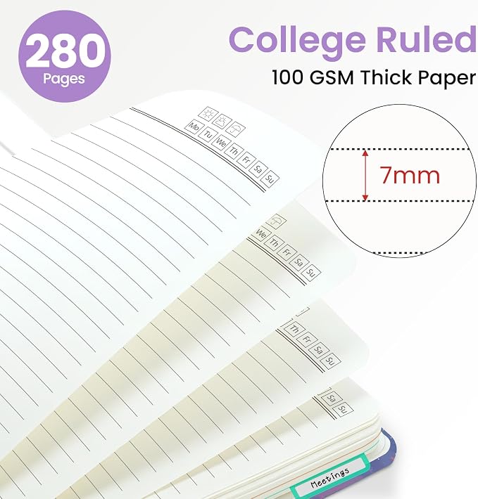 ZOTIA Large Spiral Notebook for Work, 8.5" x 11" Journal for Women, Cute 5 Subject Notebook with Removable Dividers & Tabs, College Ruled Lined Journal for Office and School, 280 Pages, Aurora Valley