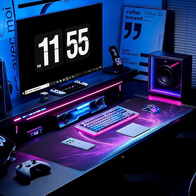 Gaming Desk Mat with Silky Smooth Surface & Exquisite Patterns,31.5x11.8 Inches Large-Sized Mouse Pad, Perfect for Extended Gaming,Work,and Home Office Decor (Starry Sky 1)
