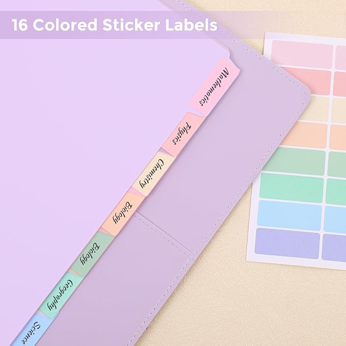 8 Tab Write & Erase Durable Plastic Dividers for 3 Ring Binders, 2 Sets | Binder Dividers for Letter Size,Divider Organizers for Student, Teacher, College & Office,Aesthetic Pastels School Supplies