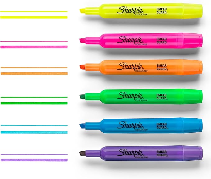 SHARPIE Tank Style Highlighters Chisel Tip Fluorescent Yellow,36 Count (Pack of 6)