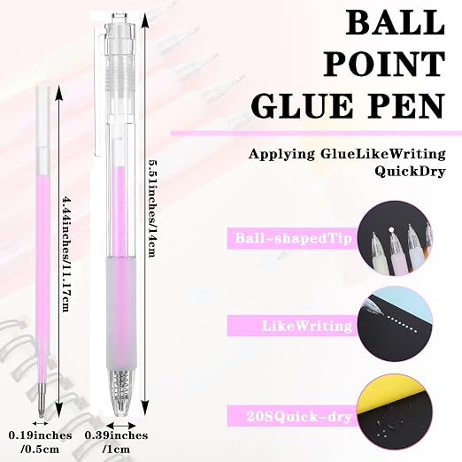 24Pcs Quick Dry Glue Pen, Ballpoint Roller Glue Pen Tacky Glues Pens | Apply Glues Like Writing, Easy Precise Control, Fine Tip, Classroom Supplies, for Craft Scrapbook, Card Making