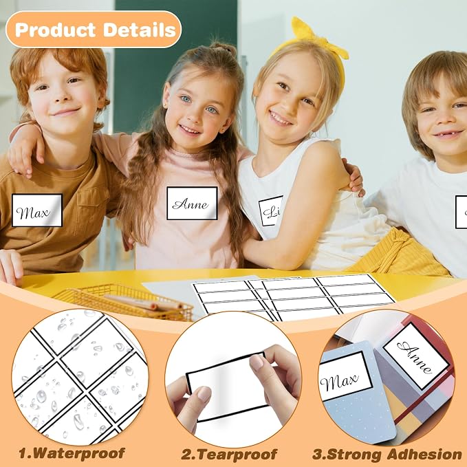 Starboling Plain Name Tag Stickers, 200 Pcs 3"x2" Black with Colorful Border, for Office, Meeting, School & Home