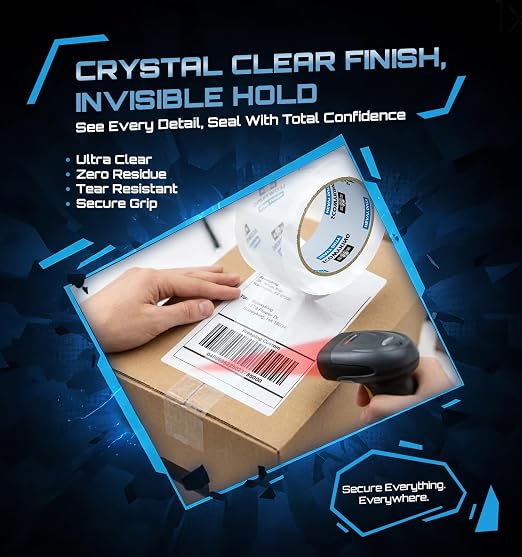 Clear Packing Tape Refills Heavy Duty,12 Pack,2.7 Mil,1.88"×68 Yd | Total 816 Yards,Compatible with Standard Tape Dispenser,Quiet Unwind,Easy Start,for Shipping Packaging Moving Sealing,Bulk