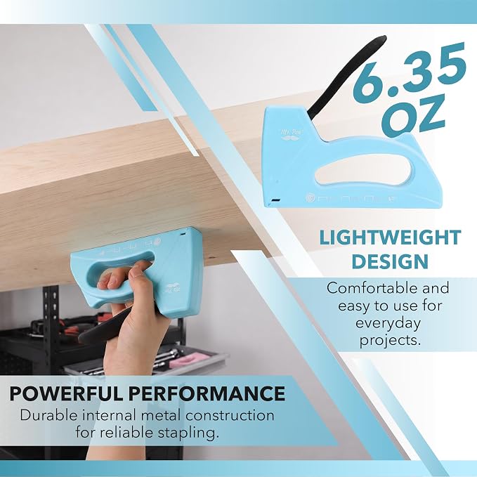 Mr. Pen- Light Duty Staple Gun with 2100 Staples and Staple Remover | 1/4, 5/16, 3/8 Inch, Blue, Stapler Gun for Wood, Upholstery, Fabric, Crafts, DIY and Decoration