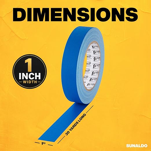 Gaffers Tape (1" x30 Yards) Heavy Duty, Easy Rip, No Residue | Blue | Professional Grade Floor Tape for Electrical Cords, Matte Finish Non Reflective, Weather Resistant