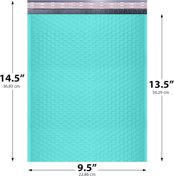 Teal Bubble Mailers 9.5x14.5, Self Seal Poly Padded Envelopes #4, 200 Pack | Fits Books & Magazines, No Tape Needed, Cushioned Protection, Water-Resistant Poly, Bulk Pack for Small Business