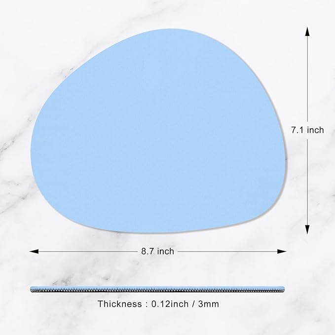 Hsurbtra Mouse Pad, Premium-Textured Small Oval Mousepad 8.7 x 7.1 Inch Blue, Thick 3 mm Anti-Slip Waterproof Rubber Pretty Cute Computer Mat for Office Home Gaming Laptop Men Women Kids