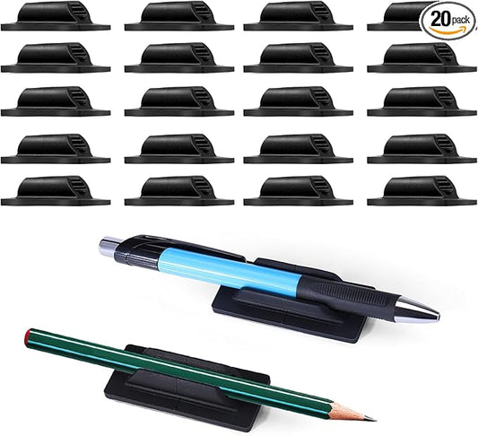 AIERSA Pencil Holder for Desk,20Pcs Pen Holders for Classroom Clipboard Attachment,Silicone Adhesive Pencil Holder for School Student Kids Desk Teacher Office Accessories