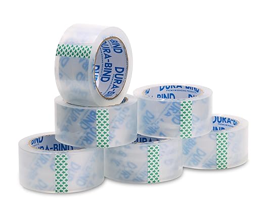 Durabind Heavy Duty Packing Tape 6 Pack. Rolls are 60 Yards x 2in. Tough Clear Tape for Shipping, Packing, Moving, Mailing, and All Box Types. Professional Grade. (6)