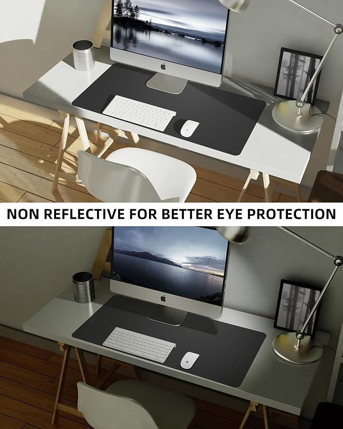 Leather Desk Pad Blotter,Mouse Pad,Office Desk Mat, Non-Slip PU Leather Desk mat,Large Desk mat,Waterproof Keyboard mat for Office/Home/Decor (Black,31.5" x 15.7")
