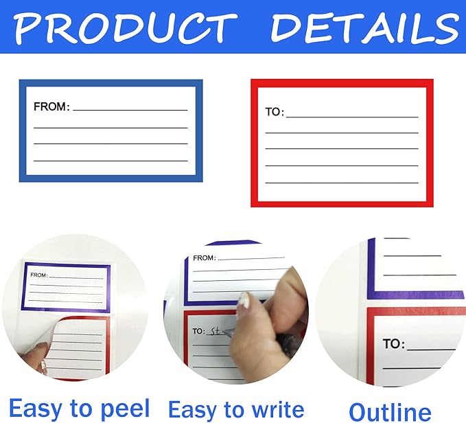 to from Return Address Mailing Labels 120 Pcs Blank Mail Shipping Label Postage Guaranteed Stickers 3.5 x 4.5 Inch Self Adhesive Handwriting to/from Address Tags Sticker for Package School,Home,Office