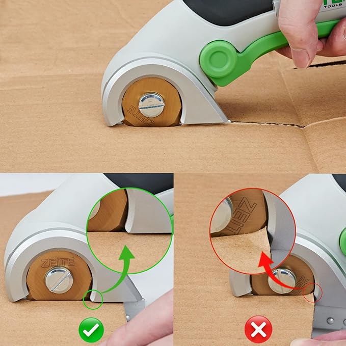 ZEITE 4V Cordless Scissors,Electric Cardboard Box Cutter with Titanium Coated HSS Blades,Ideal for Cardboard Leather Carpet Fabric Cutting and recycling,Gifts for Men & Women,Storage Case