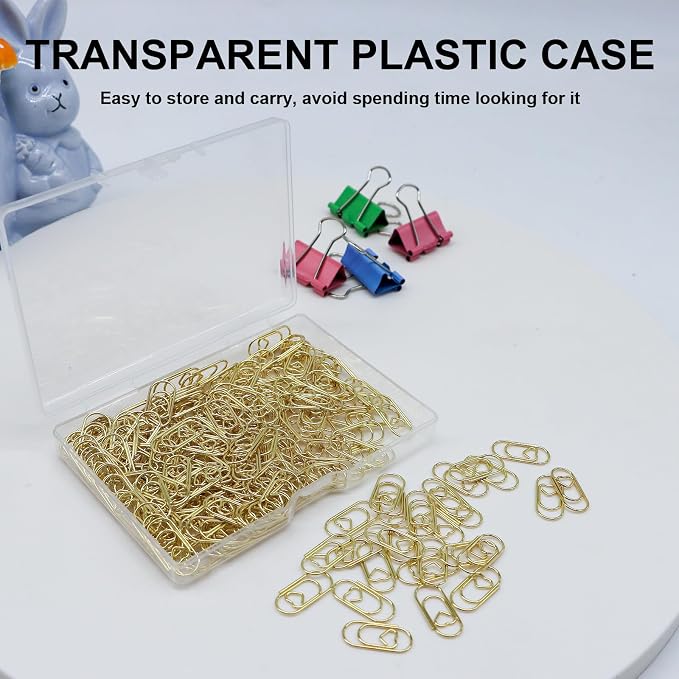 Small Gold Paper Clips 200 Pcs Stainless Steel Cute Paperclips | Love Heart Shaped Paperclips for Paperwork Office School Desk Organizers Wedding Invitations DIY Crafts Scrapbooking (Gold)