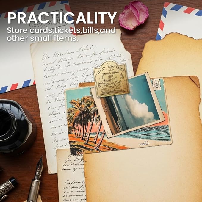 ANATTASOUL Travel Journal Clip Vintage Wildflower Book and Butterfly Metal Book Clips, Decorative Heavy Duty Journal Clips to Hold Journal Open for Notebook, Photo, Office Kitchen Home DIY Use